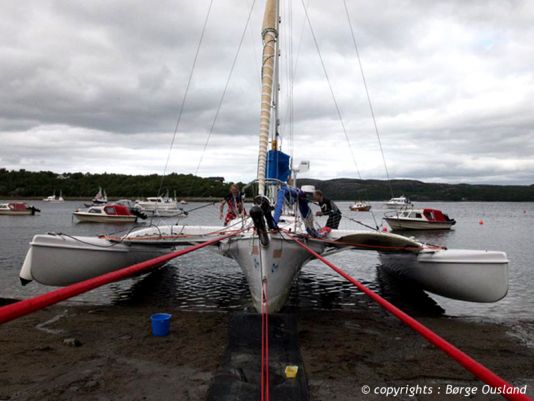 17 July / Winching our boat onto the beach.