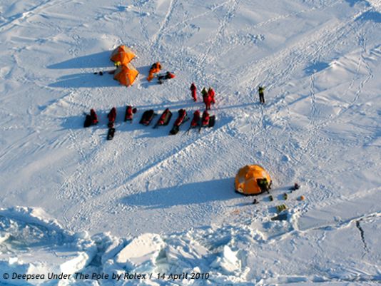 The team from the Deepsea UnderThePole by Rolex expedition has been dropped off at the North Pole by Kenn Borek's logistics people on Friday 26th March and have already set out on their trek