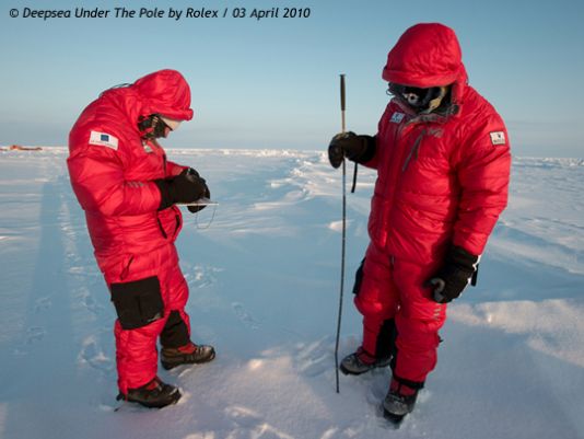 Everu time the stopped for a diving session, they had to search for an ice which was not too thick to bore.