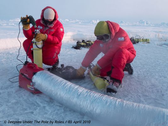 Ghislain Bardout's team is gradually getting used to the cold, wind and jumbled, chaotic sea-ice that takes on a different appearance every day -oh, and the drift!.