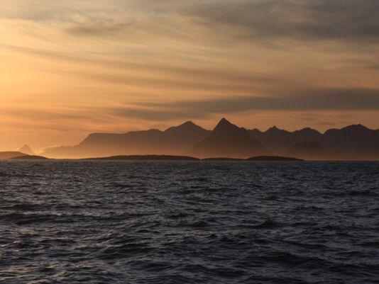 Sea Landscape in Simpson Passage over Arsuk district. 