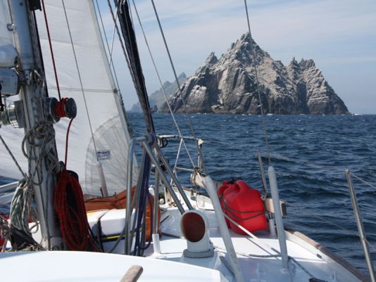 4 June. Skelligs Islands, here little Skellig, completely covered in birds droppings.