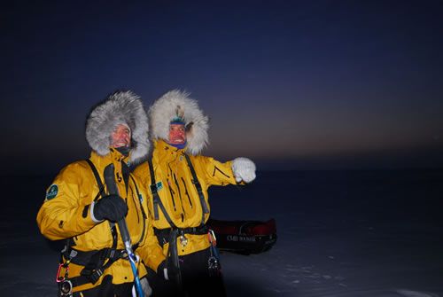 The two men have just been dropped off at the departure point; it is still night time.