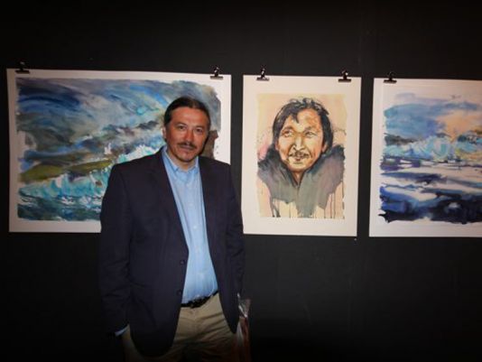 Ole Jørgen Hammeken, actor, journalist and polar explorer on a visit to Granville with Jean Michel Huctin to promote their film 