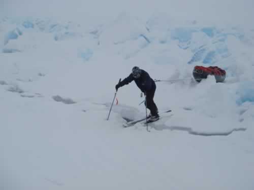 At the beginning of the expedition, the sledges weighed 100 kilos each
