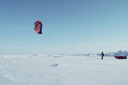 Naturally, when the pack ice was more or less flat, the two adventurers brought joy to their hearts but also risked a great deal because, often, they profited from their high spirits to run, with their sledges, up to the small leads and jump quickly over them...