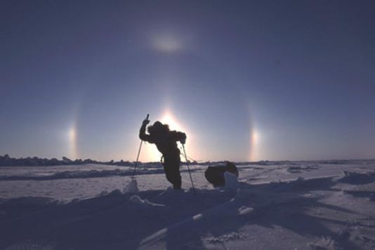 Here an spectacular phenomenon of refraction and reflection of the solar rays by crystals of ice suspended in the atmosphere, which appears especially in the Polar Regions: the 