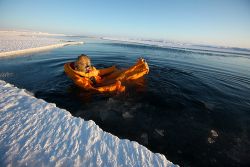 Testing the dry suit before departure