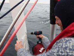 Børge Ousland reparing the rudder