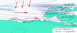 The weather map on Day 60 of Borge Ousland expedition